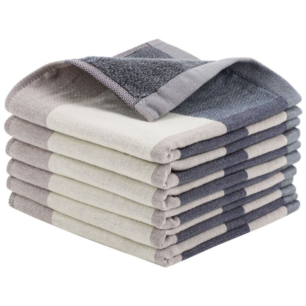 Kitchen Dish Colths Absorbent Dishclothes Drying Cloths 6Pcs Blue